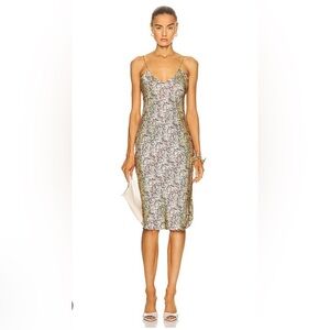Nili Lotan Gold and Silver Sequin Midi Dress